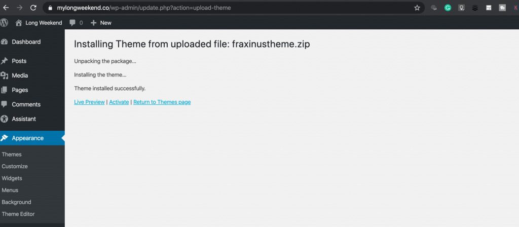 install wordpress theme