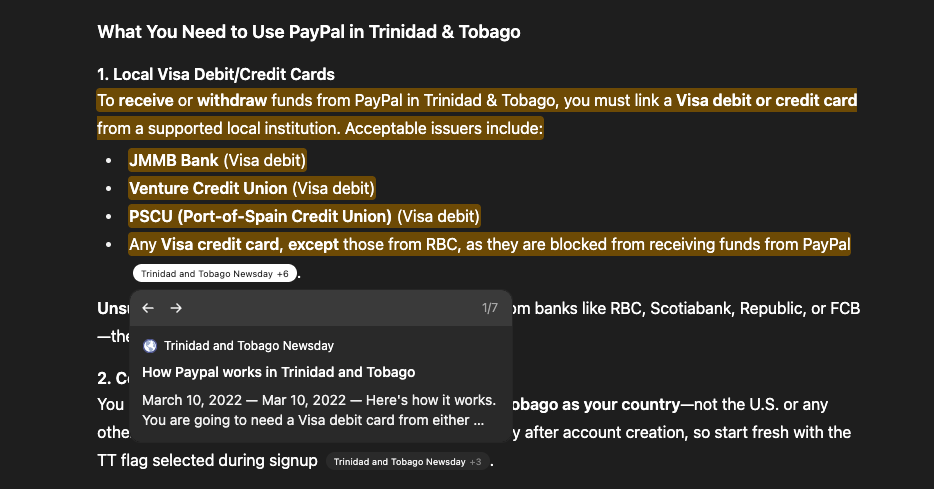 paypal in trinidad and tobago works