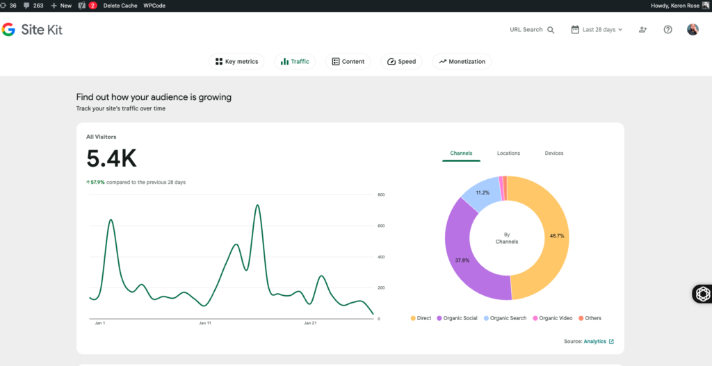 keron rose website traffic in 28 days